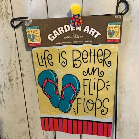 Garden Art Garden Flag 18' x 12" NEW Life is better in flip flops, summer, beach - Picture 1 of 8